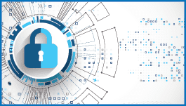 Cyber security image of lock and data