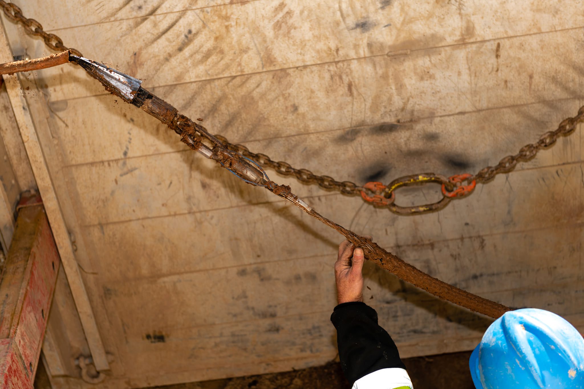A lead service line being removed by Green Way Water Utility.