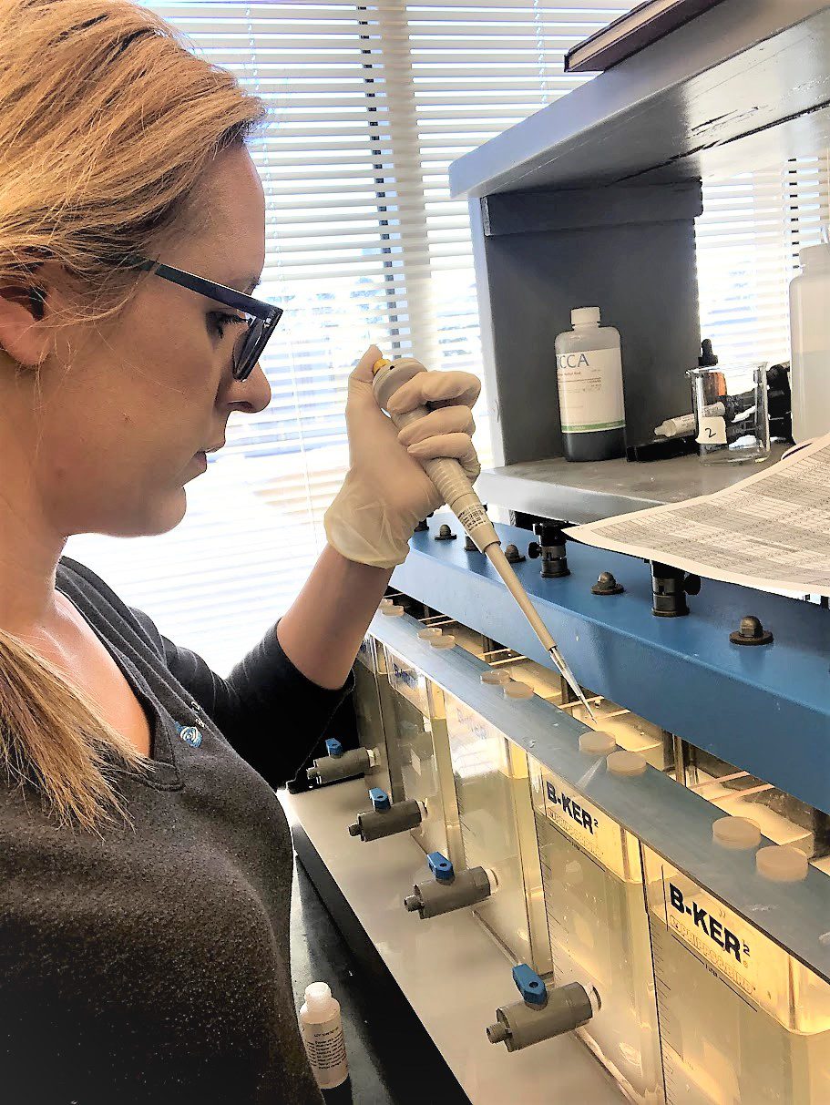 Nicole Holloway in the water laboratory.