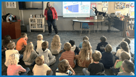 Shannon Babb at her Utah classroom describing insights from her Antarctic adventure