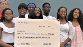 The 2018 first-place winning team of Columbus Water's S.T.A.T.E. U. earned $750 for their school’s science program.
