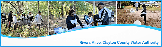 Volunteers enjoying Rivers Alive Stream Cleanup in Clayton County, Georgia