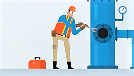 Cartoon water worker