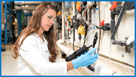 Water technician monitoring in a treatment plant